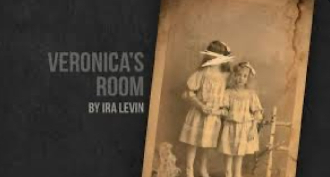 Old photo of two children, a book cover for "Veronica's Room."
