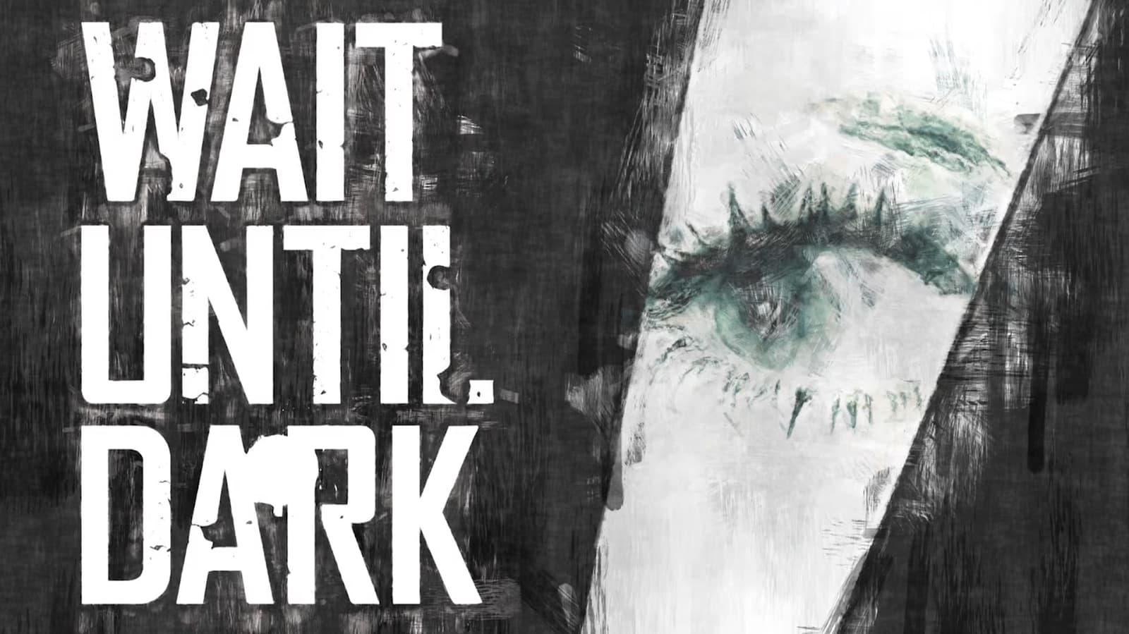 Artistic poster for the play "Wait Until Dark" with abstract imagery